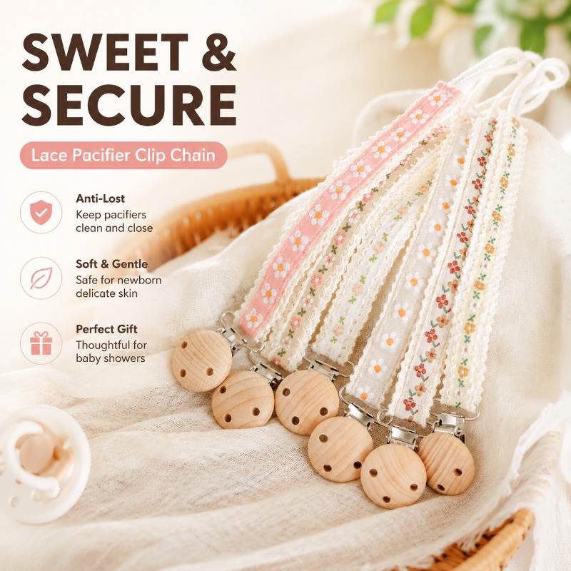 Baby Products In - Cadena de Encaje para Chupete, Clip